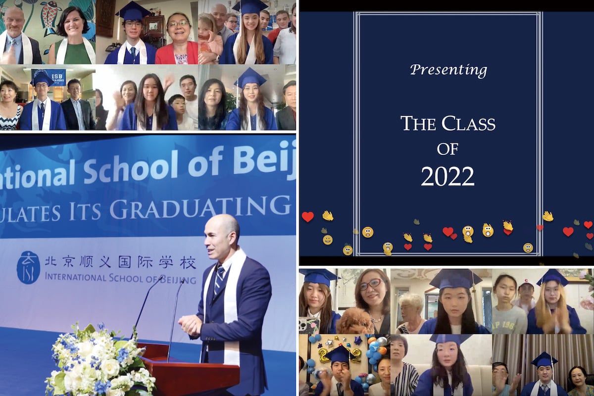 A collage of images of ISB's 2022 Graduation Ceremony