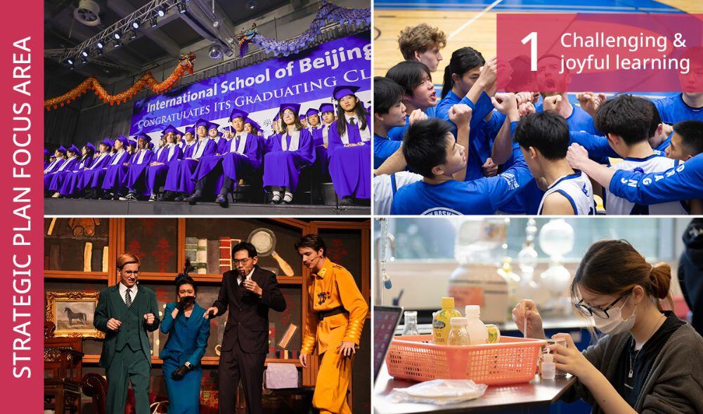 A collage of photos of High School academic and social activities