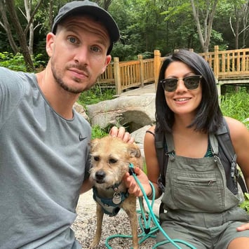 Rob, Rosalyn and their dog, ZhuZha, who they lovingly nicknamed Dobby. 